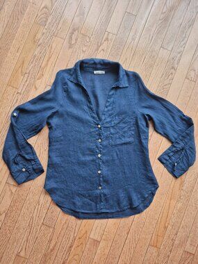 Firenze in Maglia Linen Shirt Button up S/M Roll Tab Sleeves